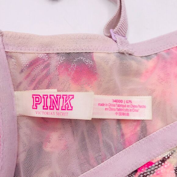 Victorias Secret PINK Date Super Push-up Padded Palm Front Close Bra 34DDD - Picture 7 of 9